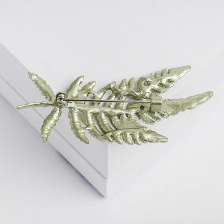 Brooch "Leaves" fern, green color in silver-2