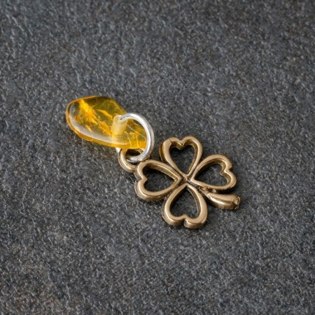 Clover keychain "Clover", natural amber-2