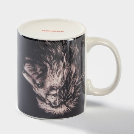 Porcelain shade mug "Lion Force", 320 ml, black color-1
