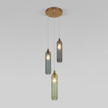 Suspended lamp EUROSTA SIESTA 50252/3, E14, 3x60W, 280x280x1485 mm, brass color-1