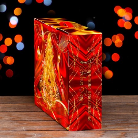 Gift box "Festive silk" in red 29 x 9 x 25 cm-2
