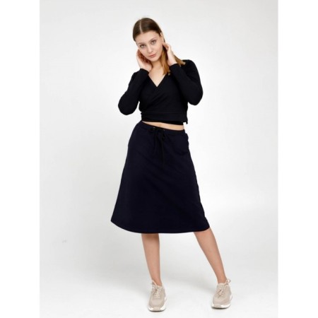 Female skirt, size 52, dark blue color-3