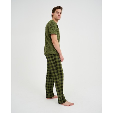 Home costume (T -shirt, trousers) male, green color, size 48-1