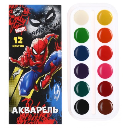The honey watercolor "Spider-Man", 12 colors, in a cardboard box, without a brush-2