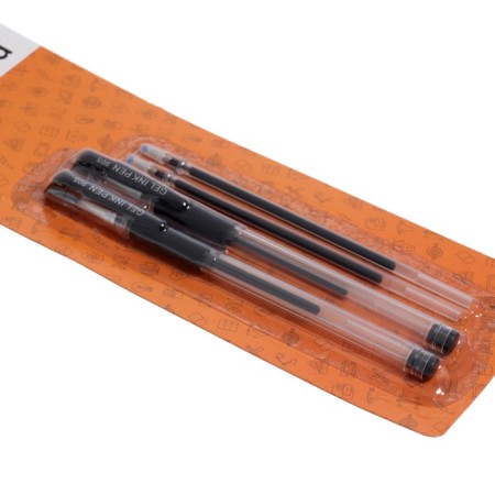 A set of gel pens, 2 pieces, black, complete with rods 2 pieces, on a blister-1