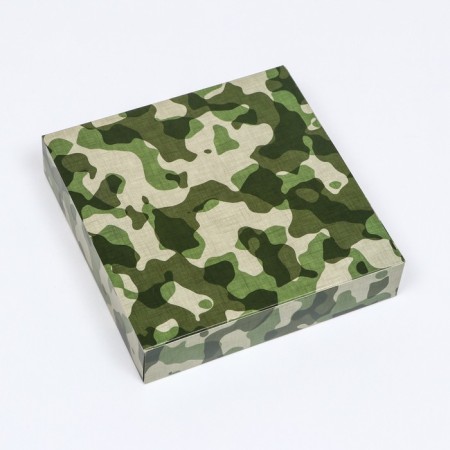 Box for 8 sweets + chocolate, with a window, "camouflage", 17.7 x 17.85 x 3.85 cm-3