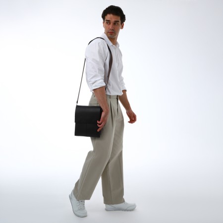 Men's bag over the shoulder, Textura, external pocket, brown color-8
