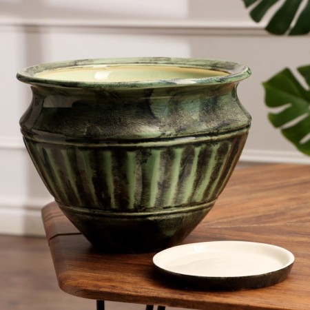 Set of pots 2 pcs. "Wave" green 7.6 l/2.2 l-2