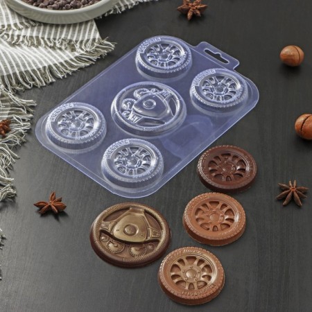 Form for chocolate and sweets Plastic "Set of Motorists", the color is transparent