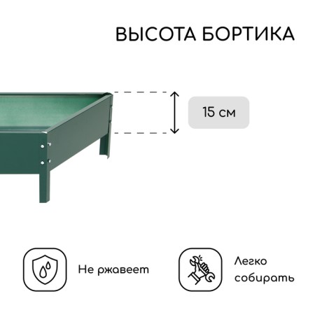 The flowerbed is galvanized "trapezoid", d = 100 cm, h = 15 cm, green, Greengo-2