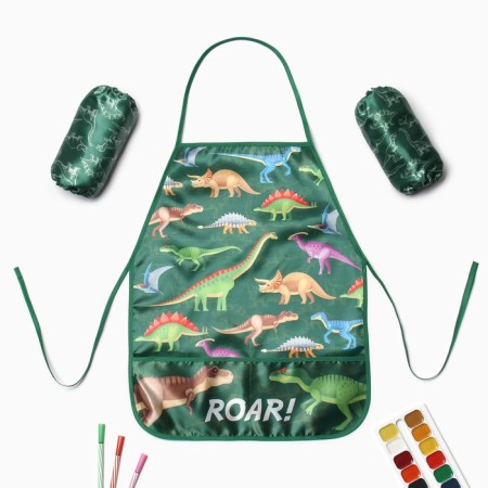Set of children for creativity Ethel "Dinosaurs" apron 49 x 39 cm and sleeves