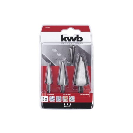 A set of conical drills KWB, 3 objects, D = 30.5 mm, HSS