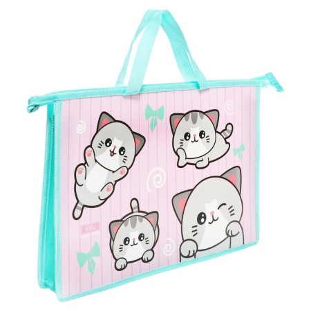 Folder with A4 handles, 335 x 235 x 55 mm, plastic, pens, calligrata "cats"-1
