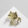 Brooch "Kitten" with a butterfly, white-pink color in gold