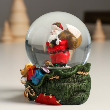 Souvenir Light Polystone Water Ball "Santa Claus with a bag on the shoulder" 7x8x9 cm-4