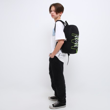School textile backpack with lake up lacing, 38x29x11 cm, black-12