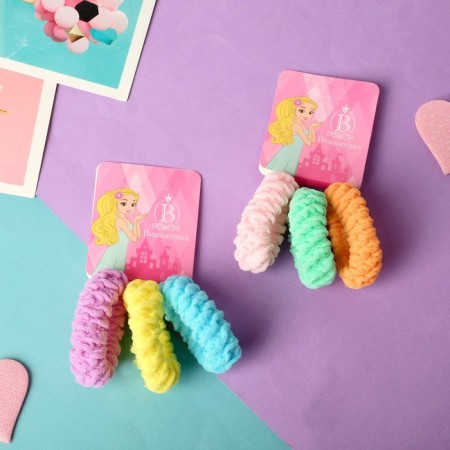 Hair gum "Sport" (set of 3 pcs) curls, 4 cm, mix-1