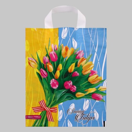 Package "Sunny Tulips", polyethylene with a loop pen, 28x34 cm, 60 μm