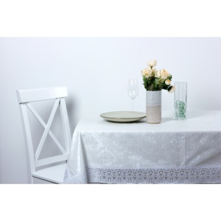 Finished tablecloth Meiwa, rectangular, 152 x 228 cm, white color