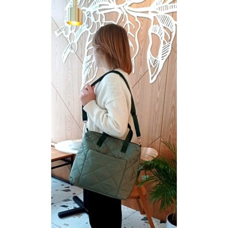 Marta bag green quilted fabric-3