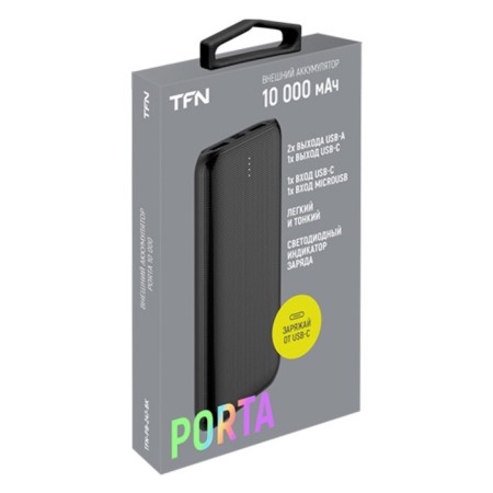 External battery TFN Porta 10, 10000 mAh, 2 USB, Type-C, MicroUSB, Black-2