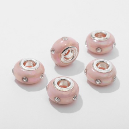 Bead "diodes", light pink color in silver-1