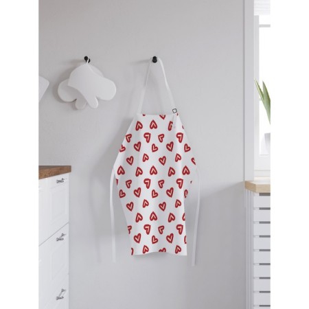 Apron kitchen with a photo print "Drawn Hearts", adjustable, size OS-1