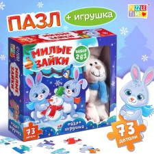 A set of puzzles with a toy 