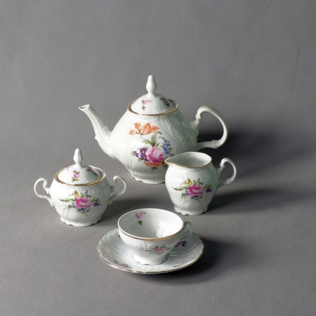 Tea Service 6/9 Bernadotte, Decor "Meissen Bouquet", 15 items-3