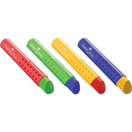 Eraser Faber-Castell Tri, triangular, 83 x 12.6 x 12.3 mm, plastic case, assorted