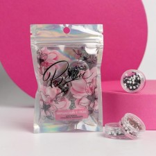 A set of round rhinestones for the decor of the nails 