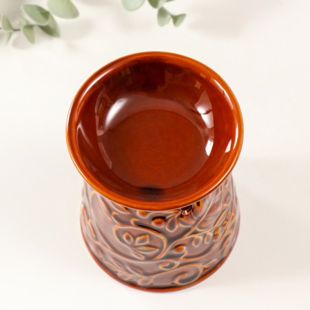 Aroma lamp ceramics "plant pattern" caramel 9.5x9.5x12 cm-4