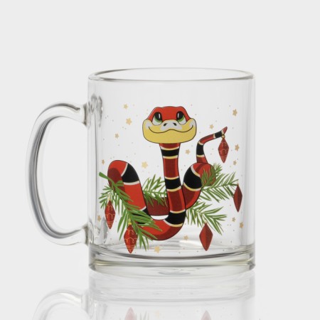 New Year's glass tea mug "New Year's snakes", 320 ml, mix