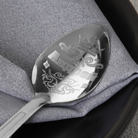 A teaspoon spoon with engraving since February 23 “Andrey”, 3 x 14 cm.-6