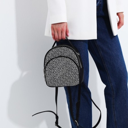 Women's backpack-mini on lightning, external pocket, Medvedkovo, black color-5