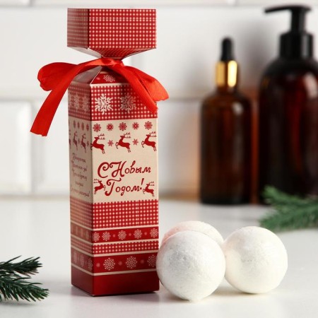 A set of bath bombs "Happy New Year! Ornament brown sweater with deer", 3 pcs