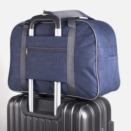 Road bag with lightning, external pocket, suitcase holder, blue color-3