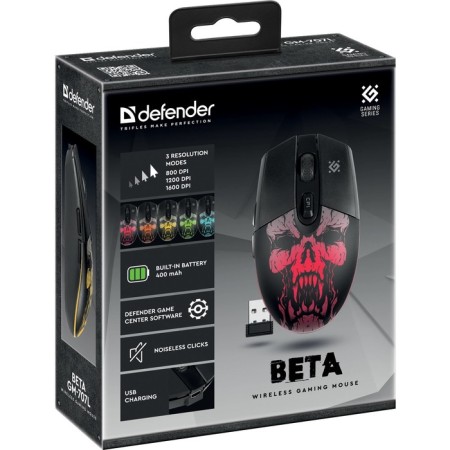 Mouse Defender Beta GM-707L, wireless, optical, LED, 1600 dpi, 400 mAC USB, black-5