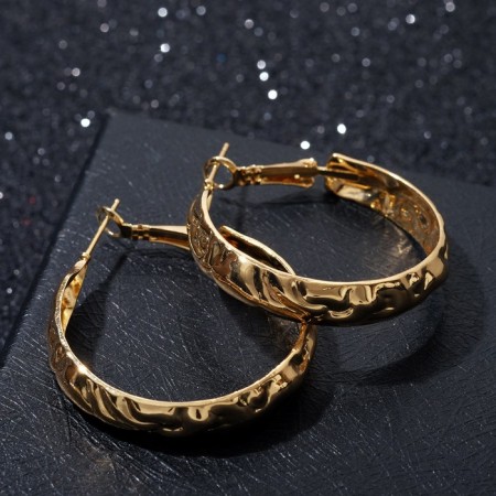 Earrings “Geometry” uneven lines, color gold, d = 3.5