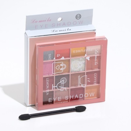 Palette of shadows for the eyelids, 16 colors