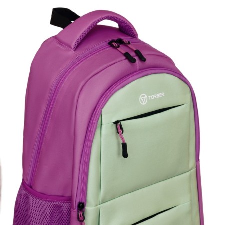 Youth backpack 45 x 30 x 18 cm, ergonomic back, + bag, Torber Class X, Pink/Salad T2602-23-GR-P-6