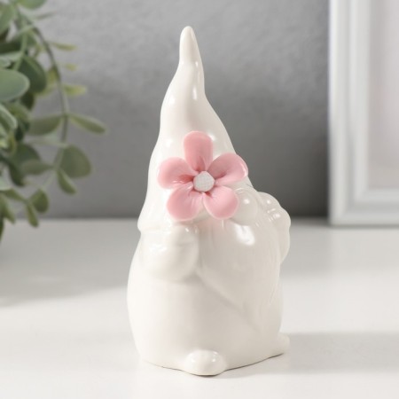 Souvenir Ceramics "Ples White with pink flower" 6.1x5.8x11.6 cm-1