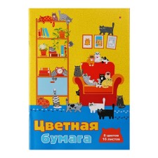 Бумага цветная А4, 16 листoв, 8 цветов "Мультики", МИКС