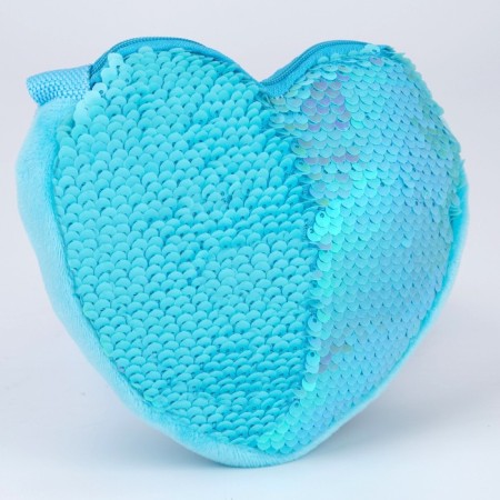 Сумка детская для девочки, с пайетками, сердце, 17 х 15 х 1 см, цвет голубой-2