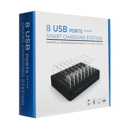 Charger station X6, 8 USB, 2.4 A, 96 W, with separate storage of devices, black-6