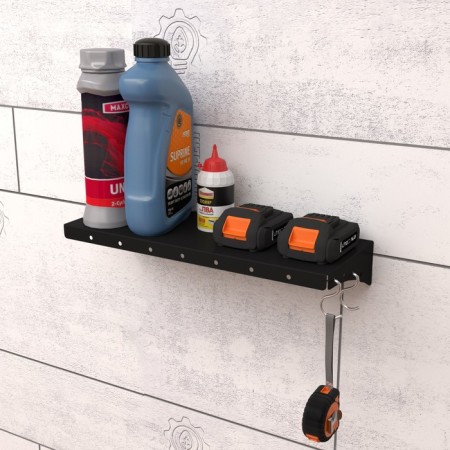 Metal shelf 400x150 mm for storing heavy cargo, wall, black