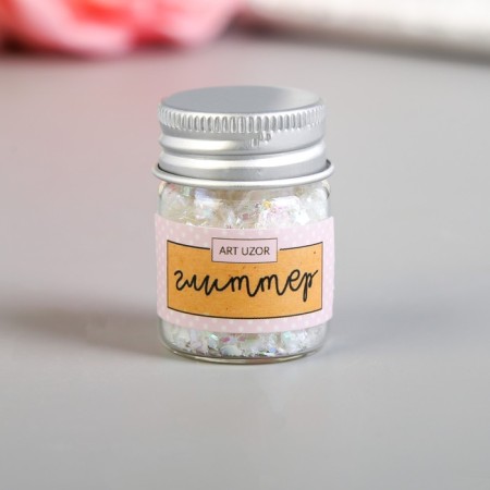 Glitter in the jar "White flakes" 8 grams 4.2x2.8x2.8 cm-2