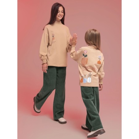 Pants for girls, height 128 cm, khaki color-7