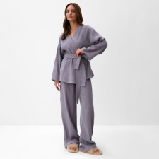 Комплект женский (рубашка на запах, брюки) KAFTAN Basic р.44-46, серый