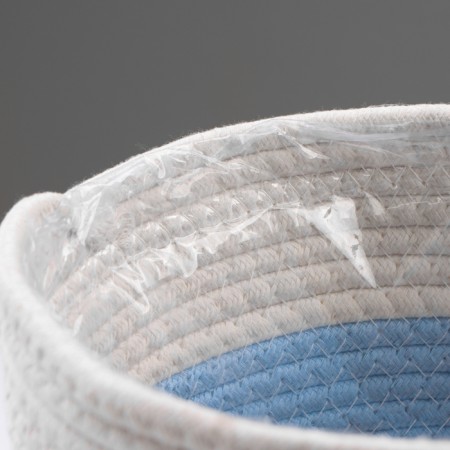 Kashpo wicker "Namibia", 25.5x25.5x23 cm, natural, blue, white-3